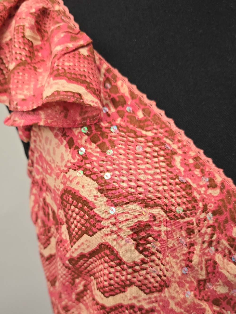NWT Z&L Floral Pink High-Low Wrap Maxi Dress Ruffle Shoulder S - Picture 6 of 12